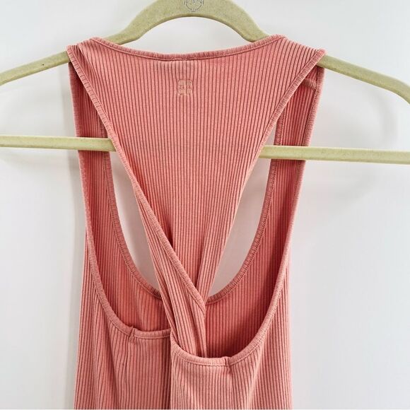 Sweaty Betty Women’s 4/6 Weekend Cinch Side Midi Dress Rose Pink Stretchy Rib - Picture 6 of 9